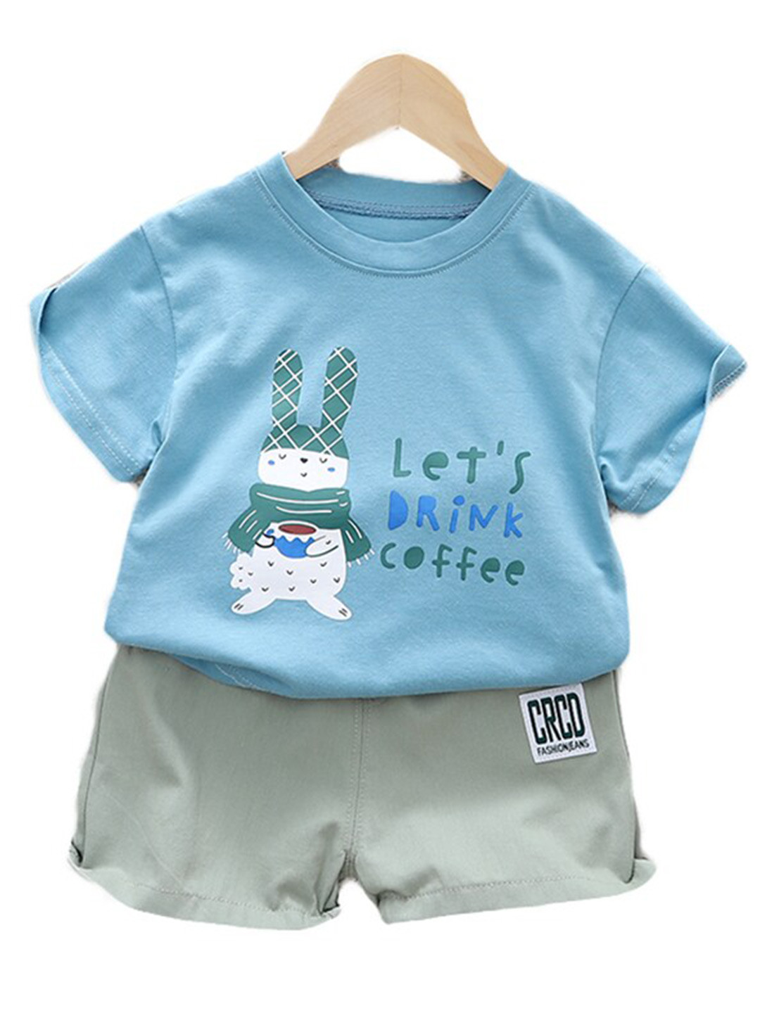 

StyleCast Kids Blue Printed Pure Cotton T-shirt with Shorts
