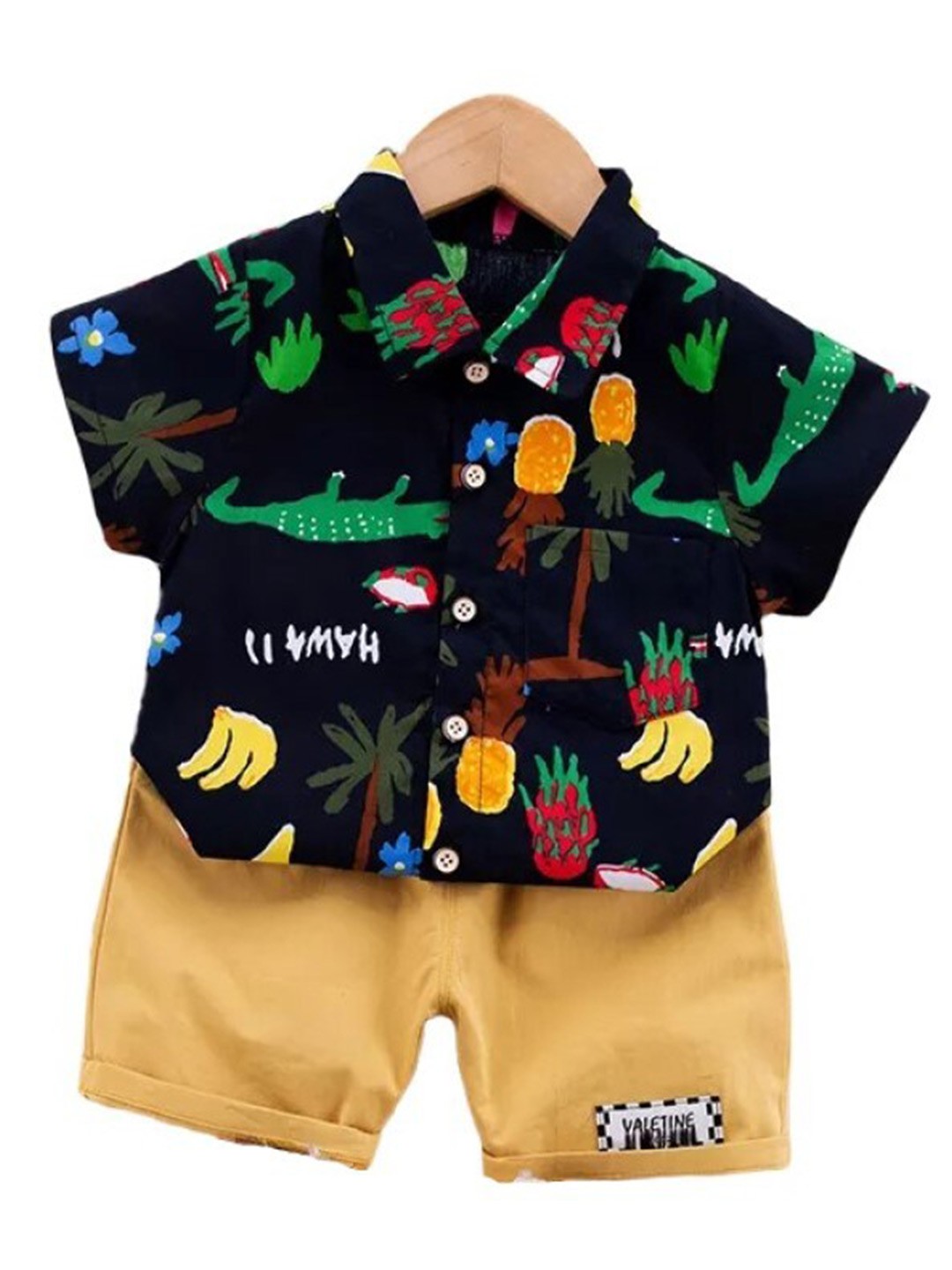 

StyleCast Kids Black Printed Pure Cotton Shirt With Shorts