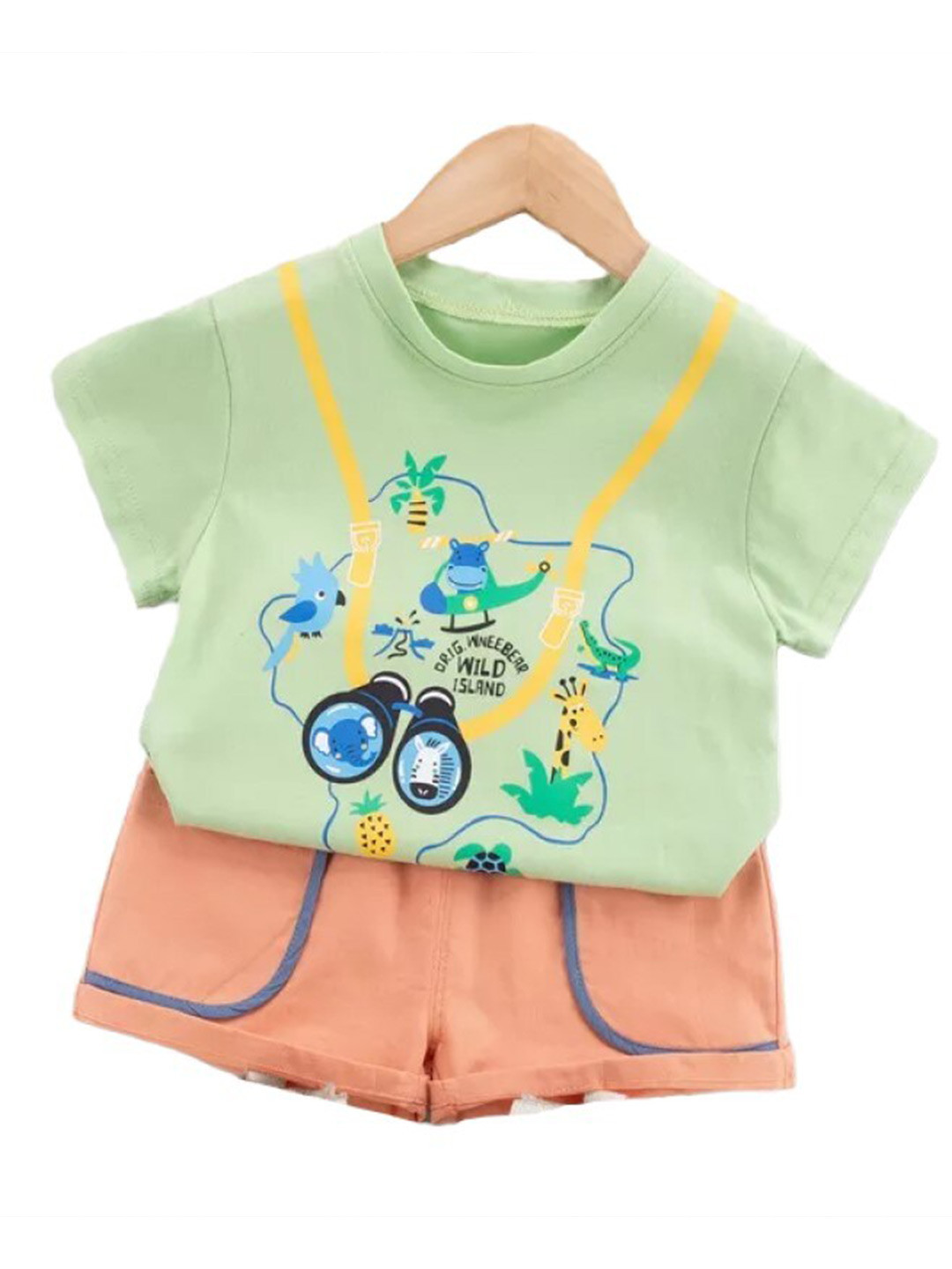 

StyleCast Kids Green Printed Pure Cotton T-shirt With Shorts