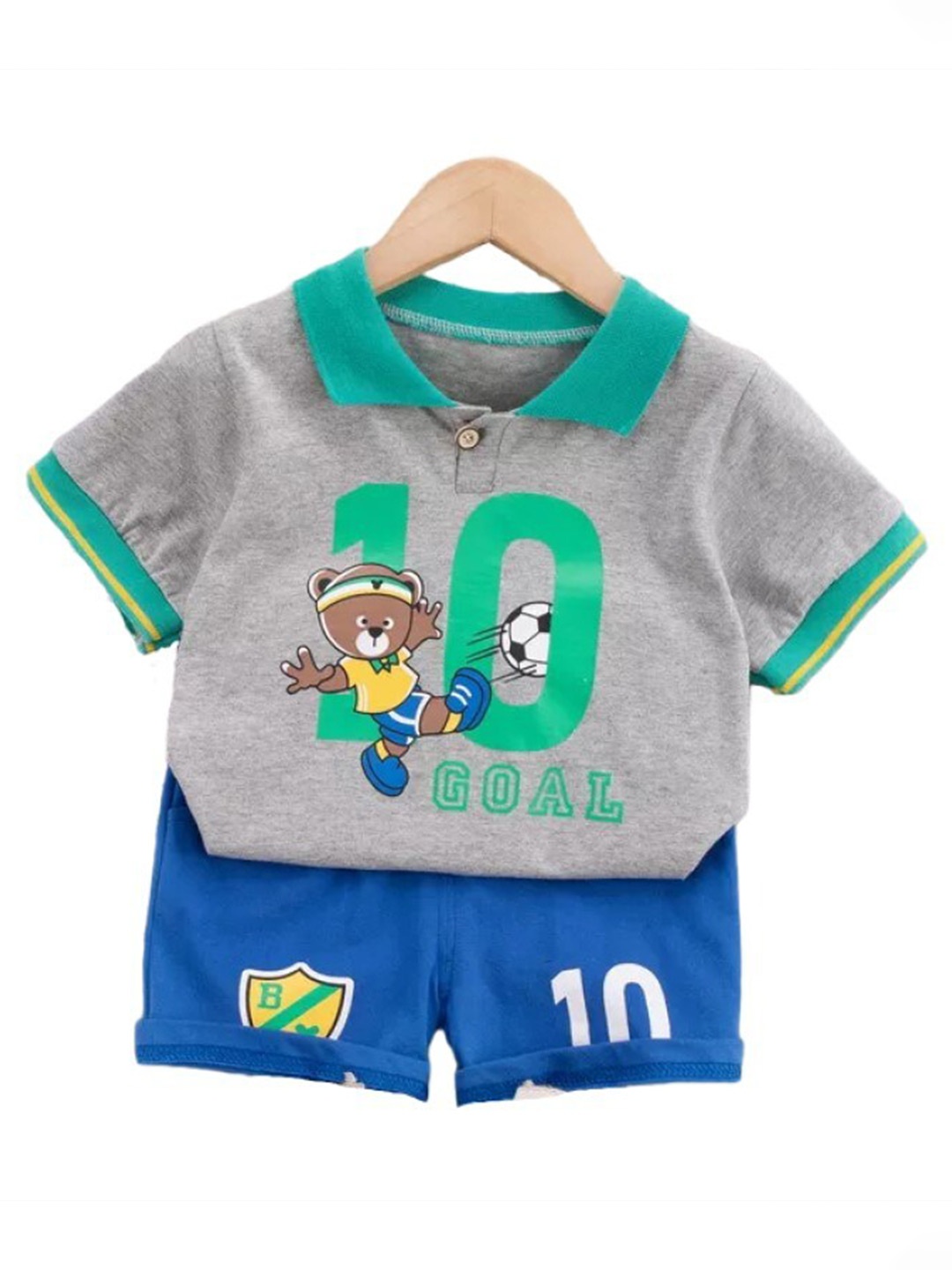 

StyleCast Kids Grey & Blue Printed Pure Cotton T-shirt with Shorts