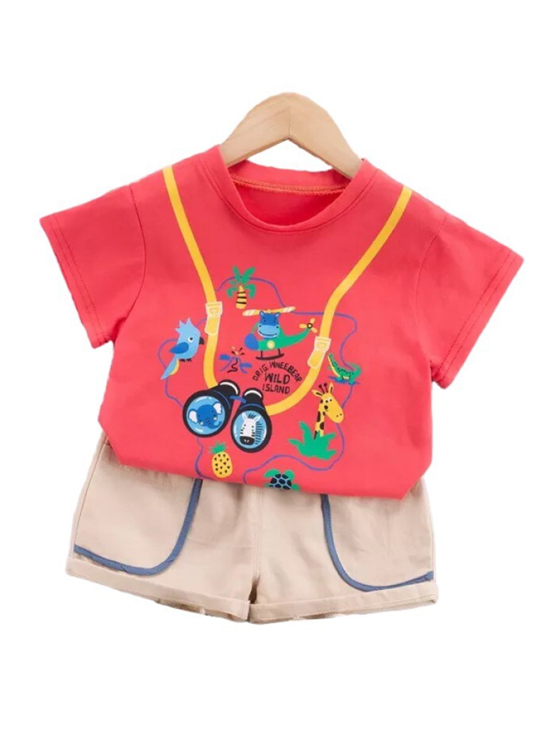 

StyleCast Kids Red Printed Pure Cotton T-shirt With Shorts Clothing Set