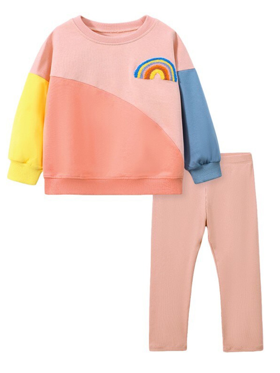 

StyleCast Girls Pink Colourblocked Pure Cotton T-shirt With Leggings