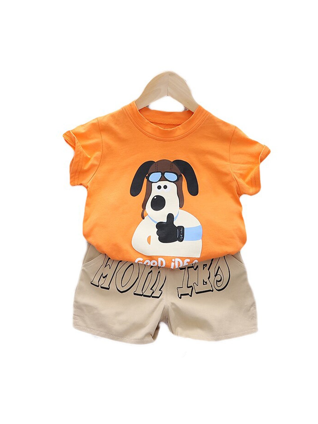 

StyleCast Infant Kids Pure Cotton Printed T-shirt with Shorts, Orange