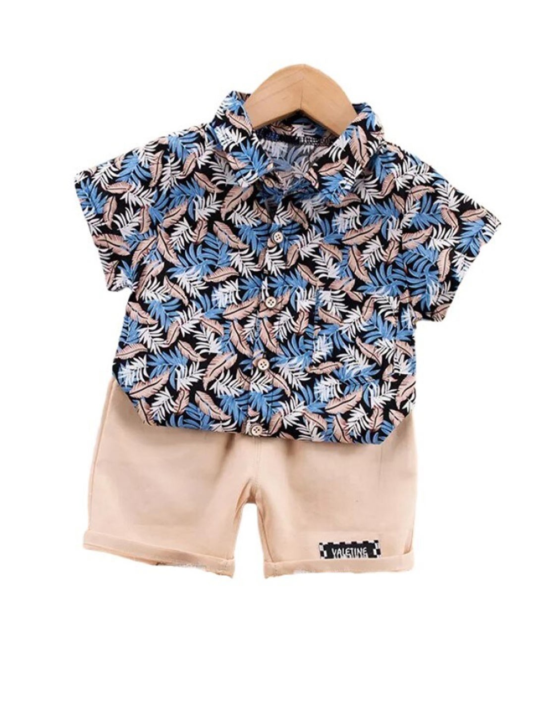 

StyleCast Kids Blue Floral Printed Pure Cotton Shirt with Shorts