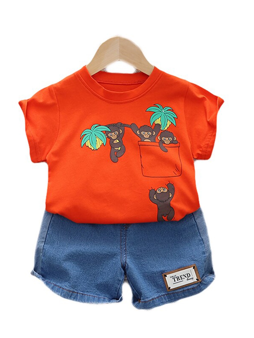 

StyleCast Infant Kids Pure Cotton Printed T-shirt with Shorts, Red