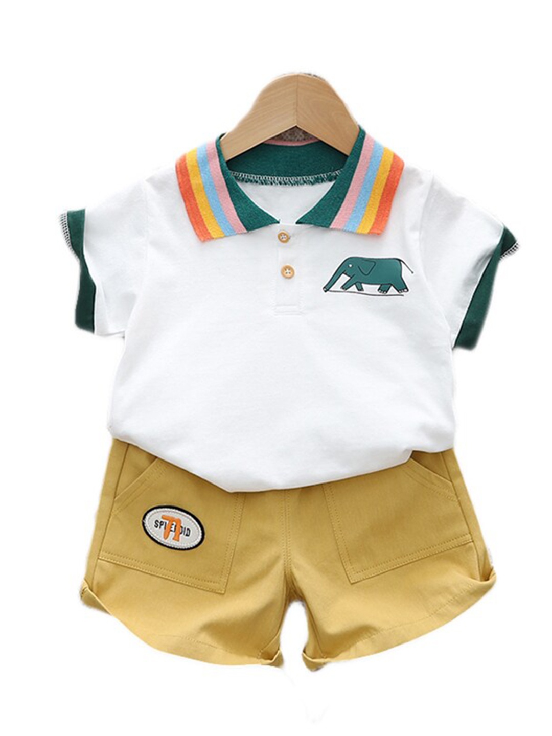 

StyleCast Unisex Kids Pure Cotton Printed T-shirt with Shorts, White