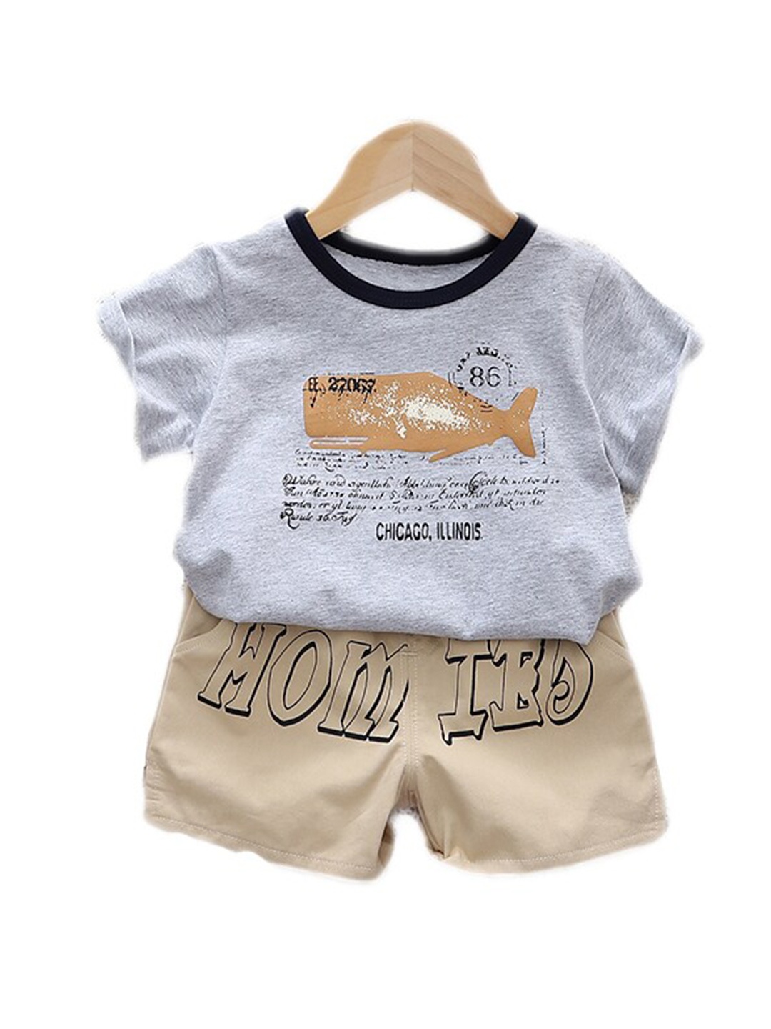 

StyleCast Kids Grey Graphic Printed Pure Cotton T-shirt with Shorts