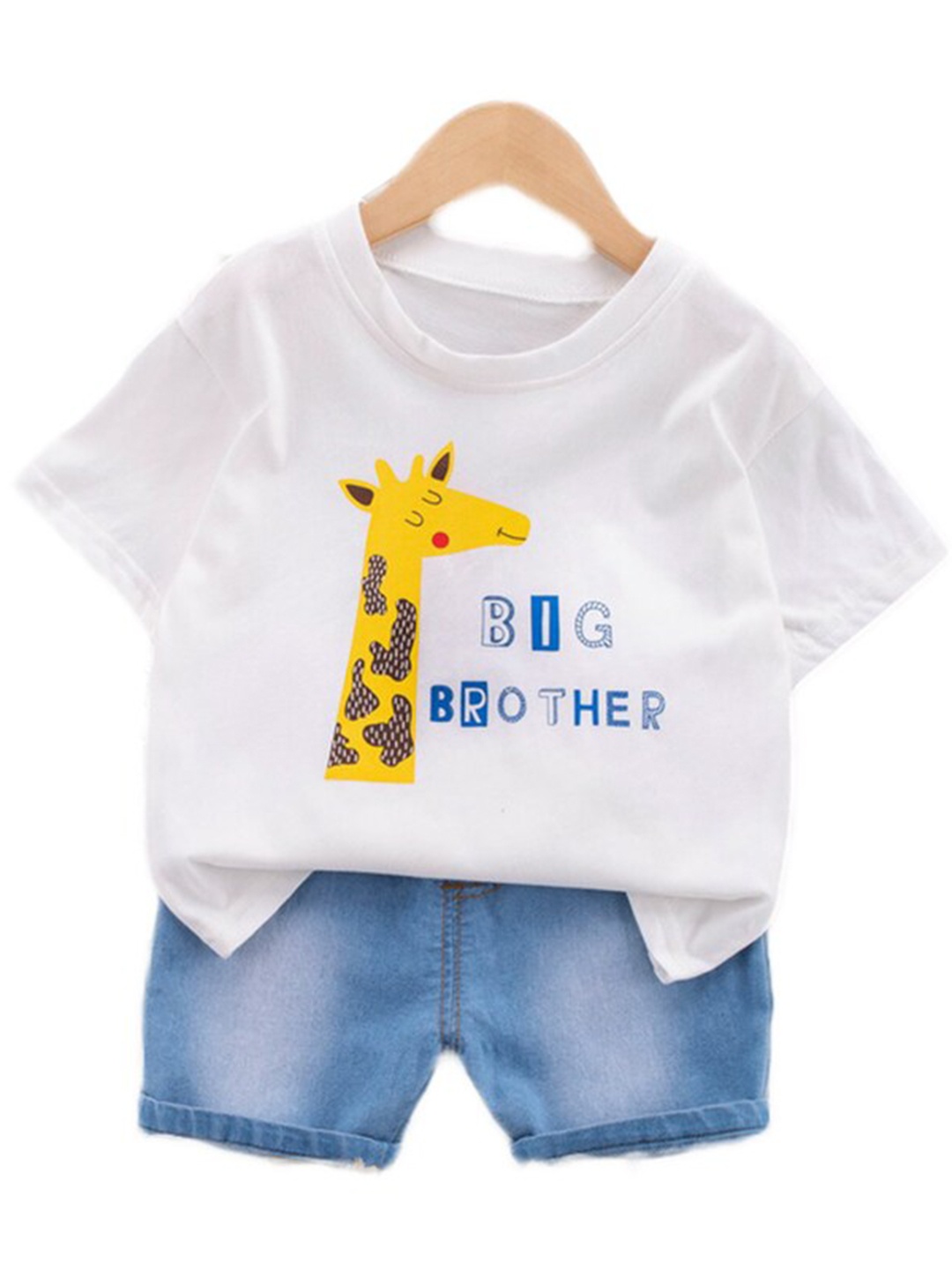 

StyleCast Kids White & Blue Printed Pure Cotton T-shirt With Shorts