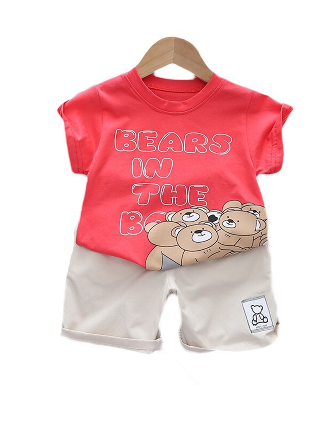 

StyleCast Unisex Kids Pure Cotton Printed T-shirt with Shorts, Red