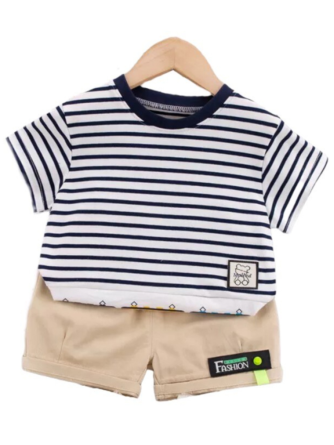 

StyleCast Boys Black Striped Pure Cotton T-shirt With Shorts