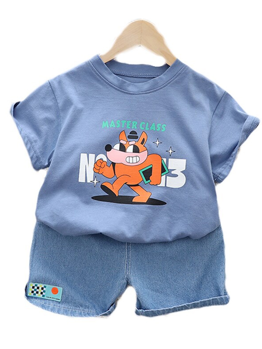 

StyleCast Unisex Kids Pure Cotton Printed T-shirt with Shorts, Blue