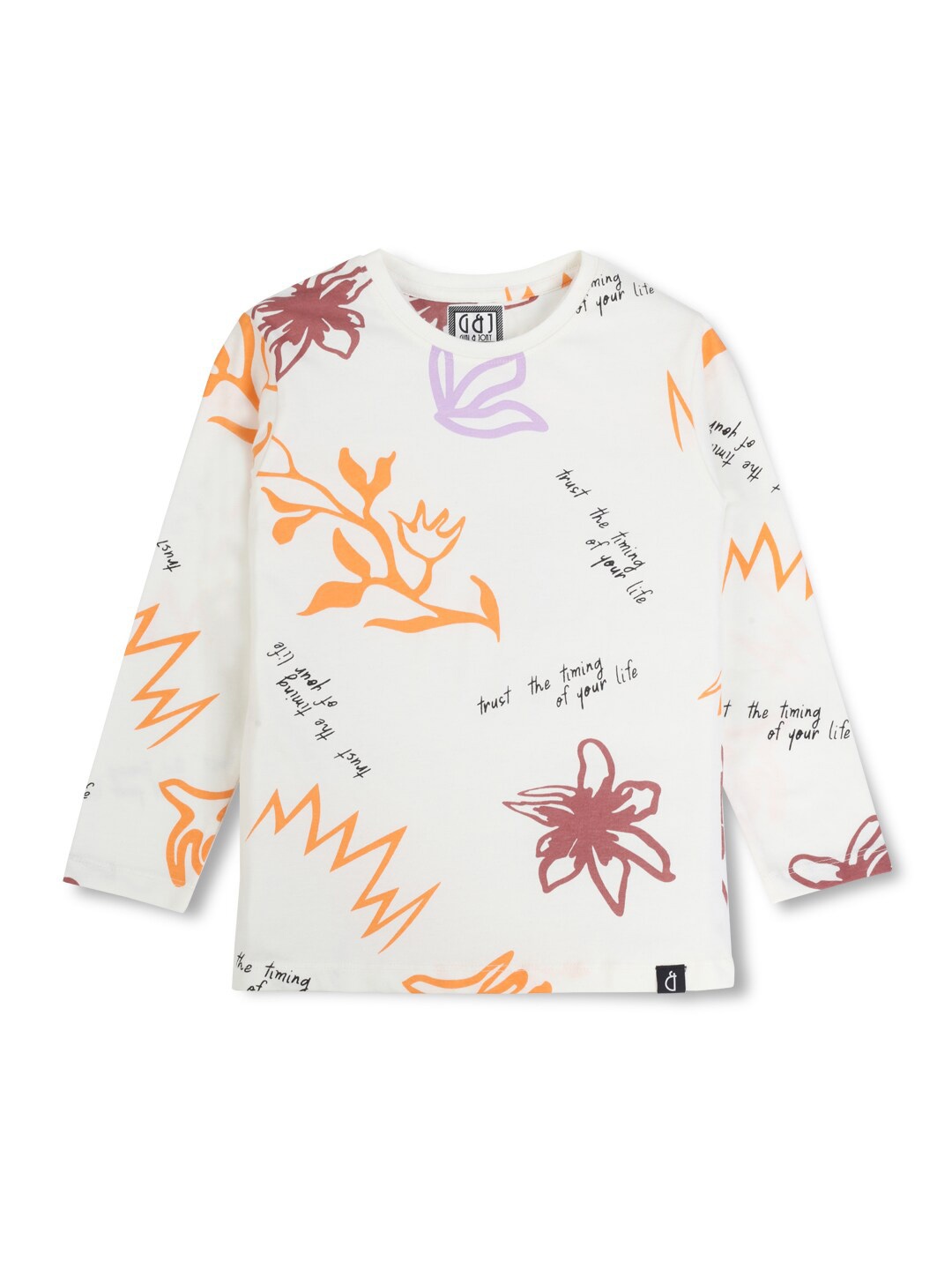 

Gini and Jony Boys Typography Printed Long Sleeves Cotton T-shirt, White