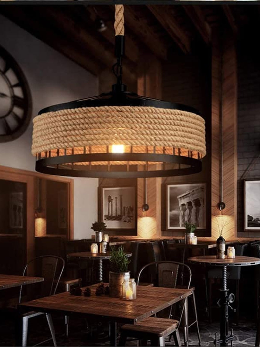 

MFD HOME FURNISHING Black & Brown Pendant Ceiling Lamp