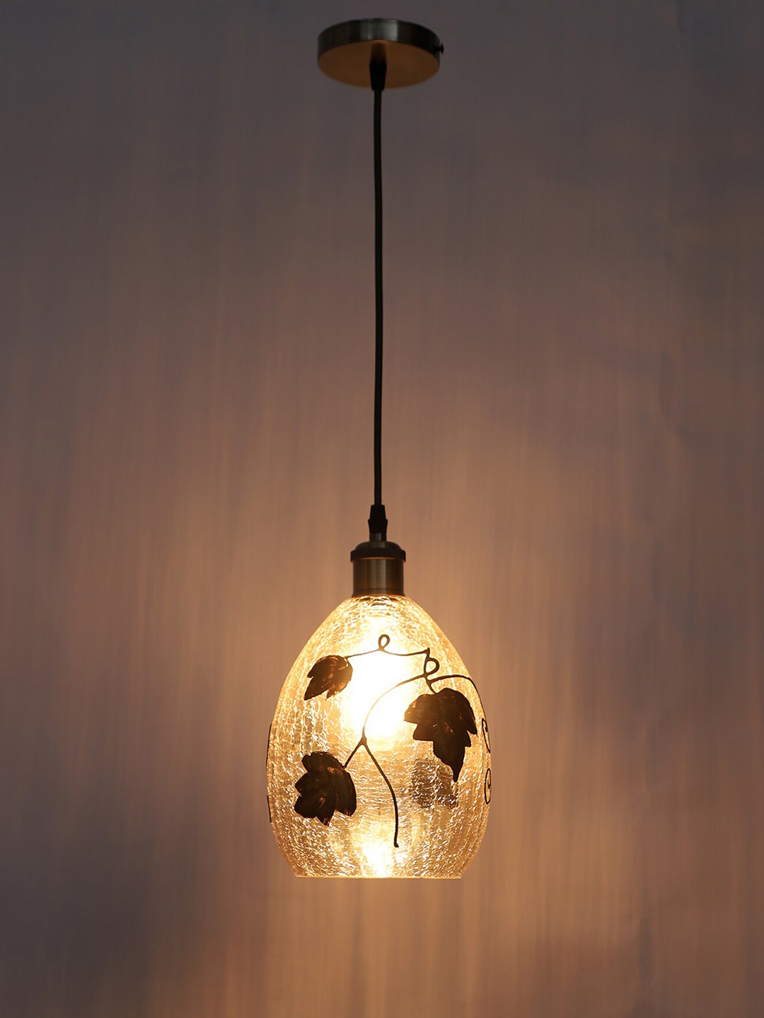 

MFD HOME FURNISHING Tan Brown Printed Hanging Ceiling Lamp