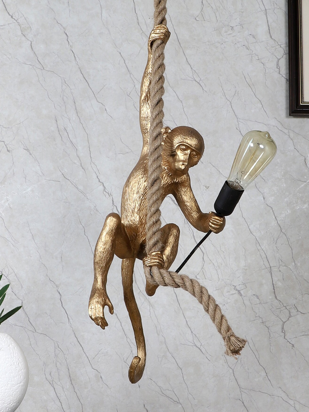 

MFD HOME FURNISHING Beige Solid Monkey Hanging Ceiling Lamp