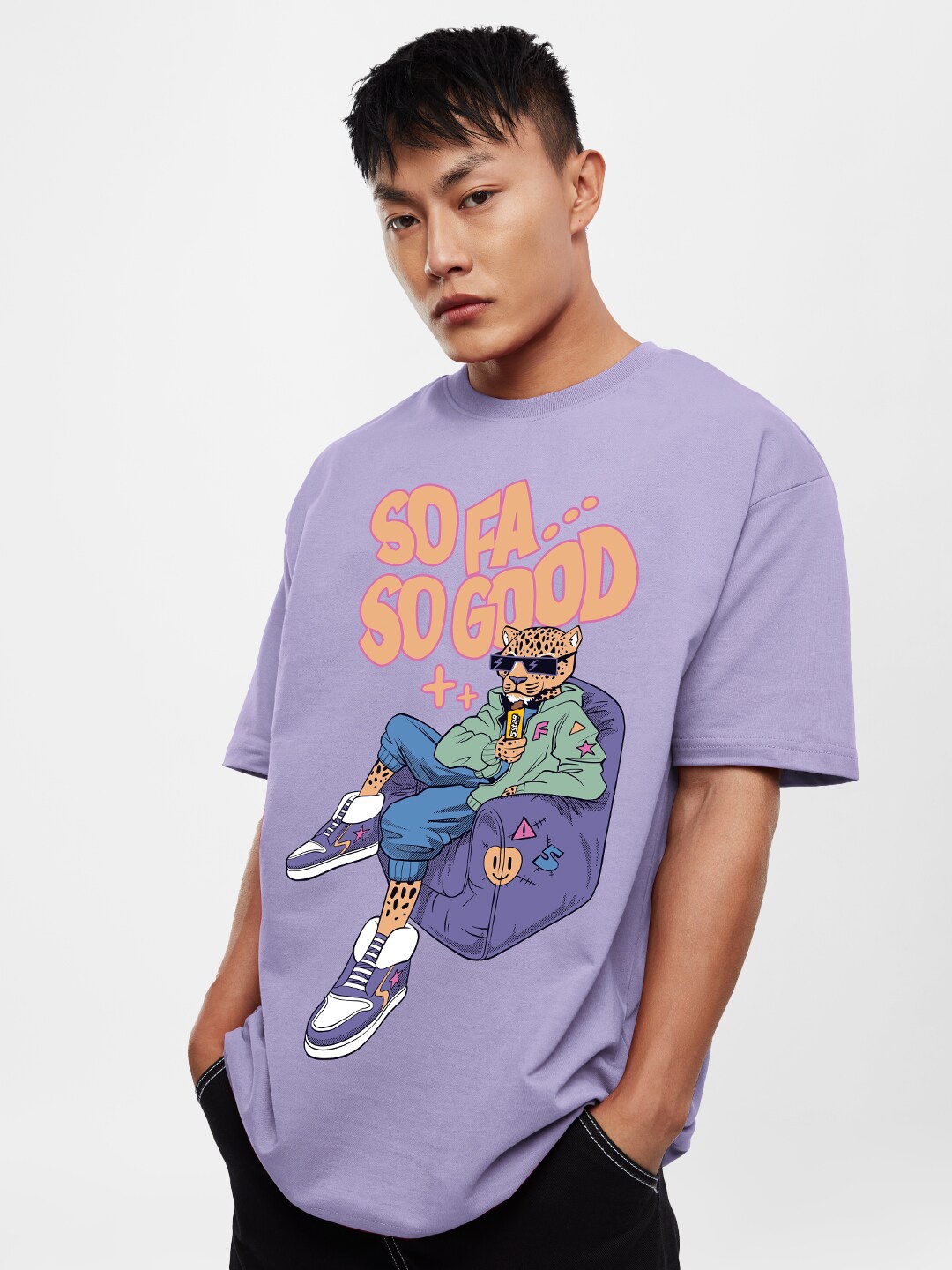 

The Souled Store So Far So Good Text Printed Pure Cotton T-shirt, Lavender