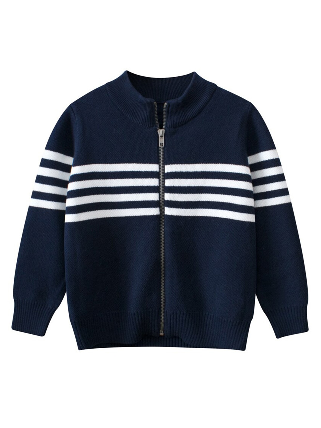 

StyleCast Boys Navy Blue & White Striped Cotton Mock Collar Pullover Sweaters