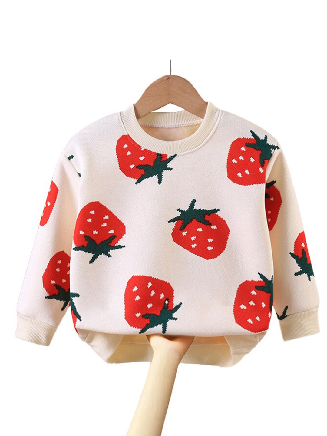 

StyleCast Girls White & Red Graphic Printed Cotton Pullover Sweaters
