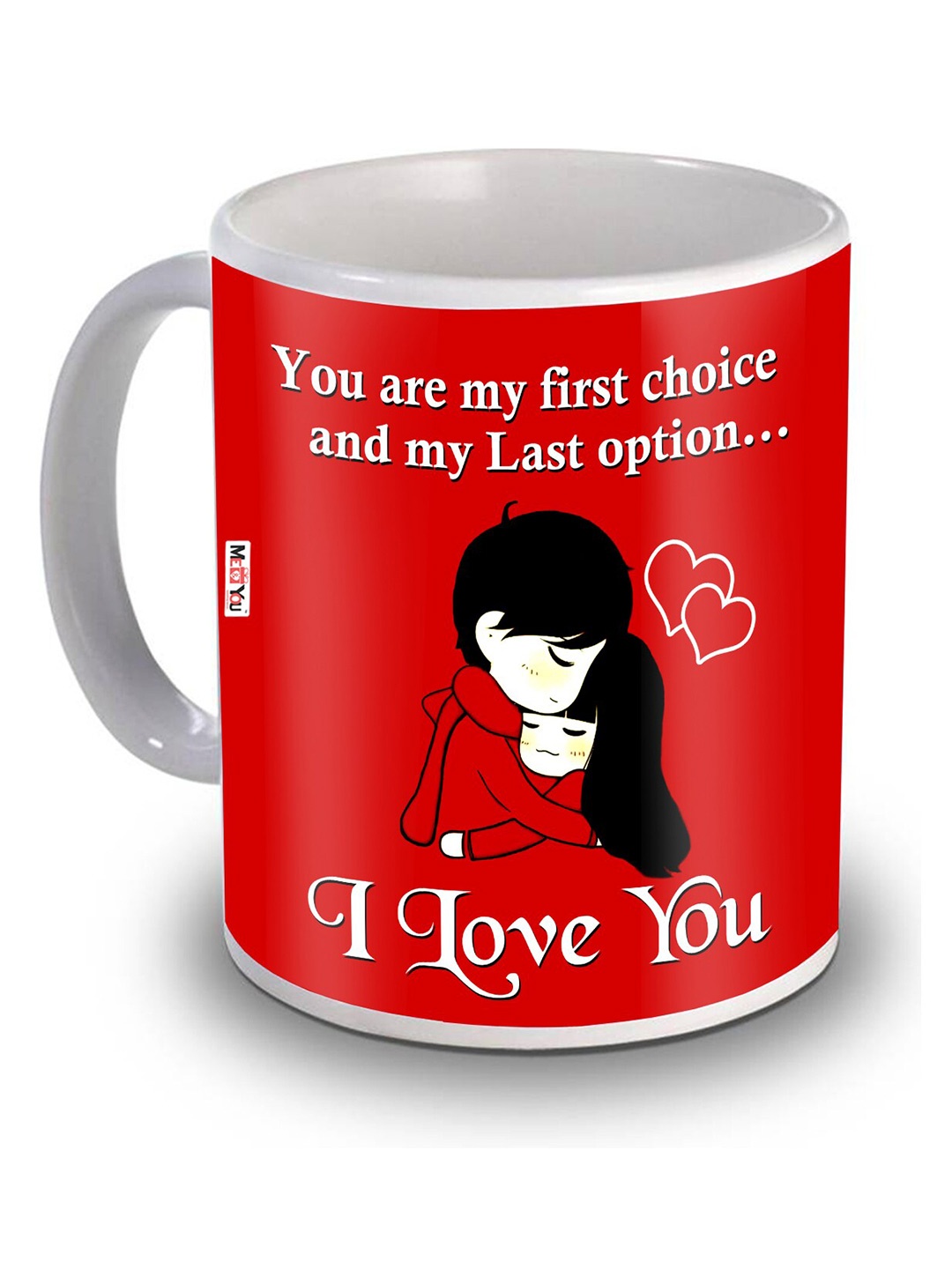 ME & YOU Red Printed Ceramic Glossy Mug 320 ML