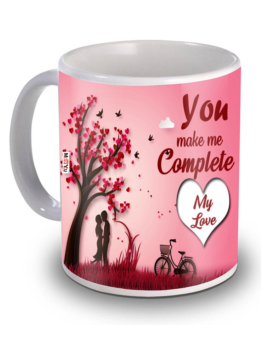 ME & YOU Peach Printed Ceramic Glossy Mug 320 ml
