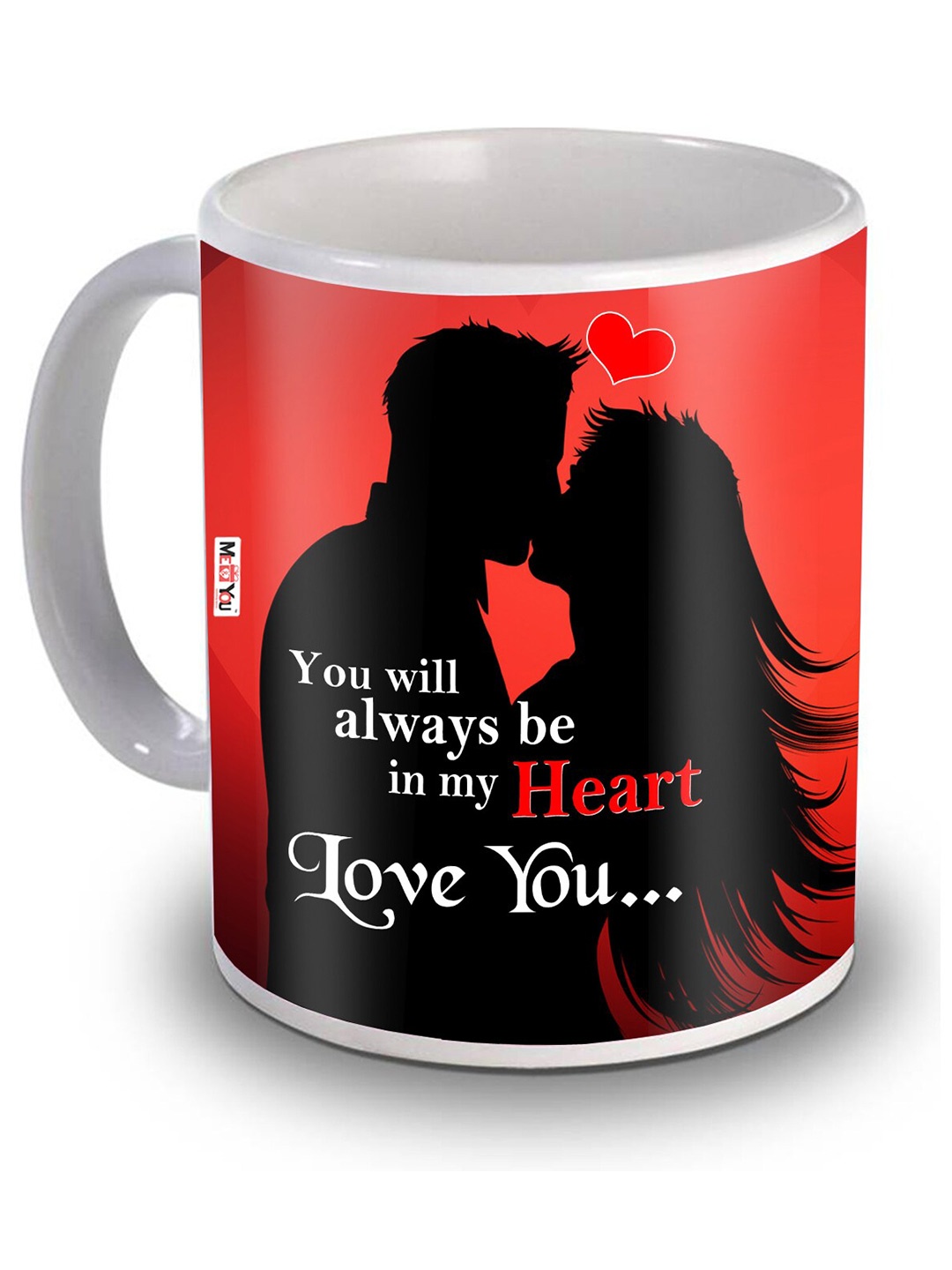 ME & YOU Red Printed Ceramic Glossy Coffee Mug 320 ml