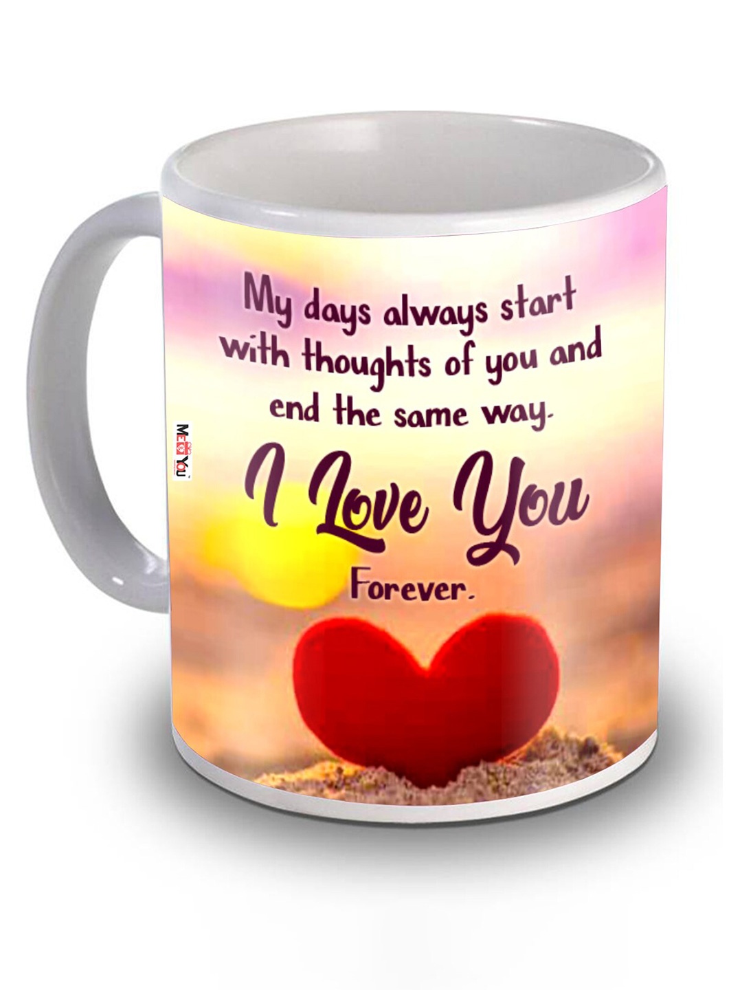 

ME & YOU Yellow Printed Ceramic Glossy Core Cup