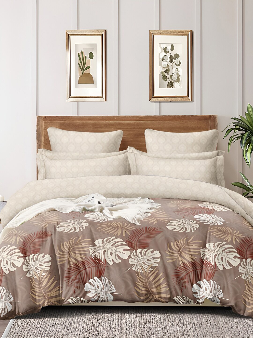 

ROMEE Floral Printed Ac Room 150 GSM Reversible Double Bed Ac Dohar, Brown