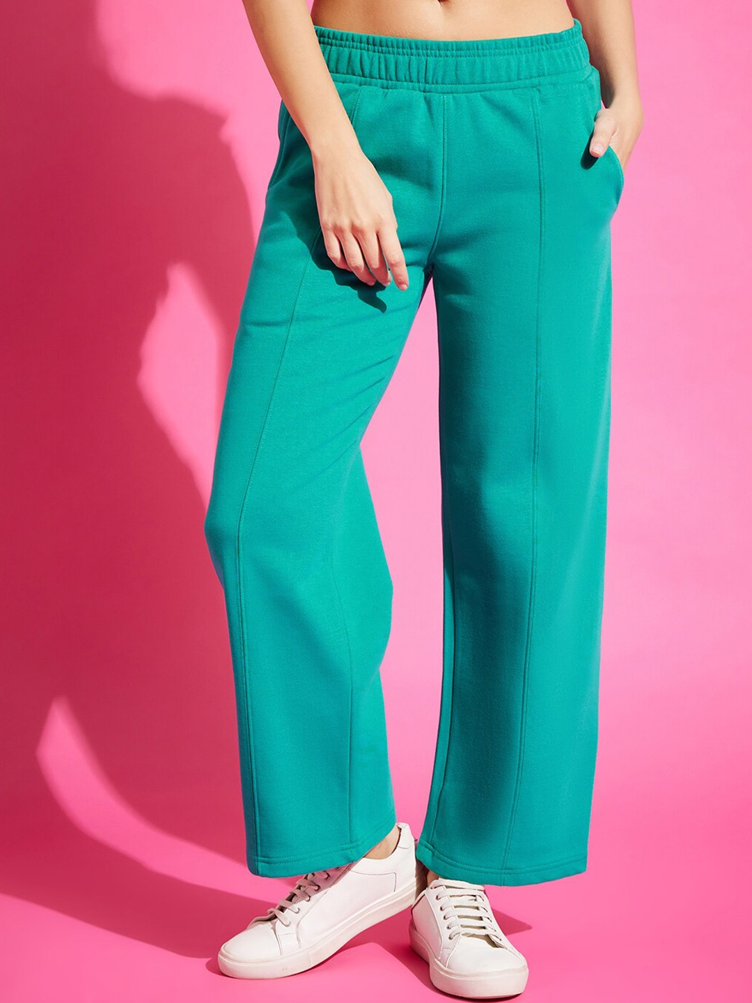 

98 Degree North Women Straight Fit Fleece Track Pants, Green