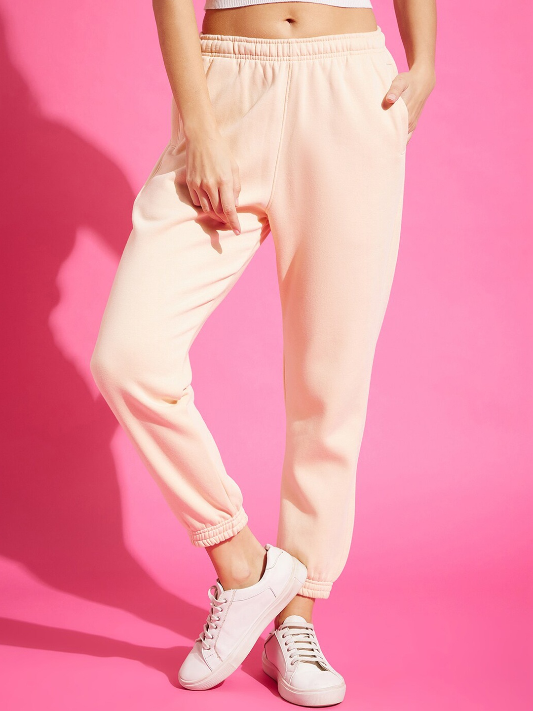 

98 Degree North Women Straight Fit Fleece Joggers, Peach