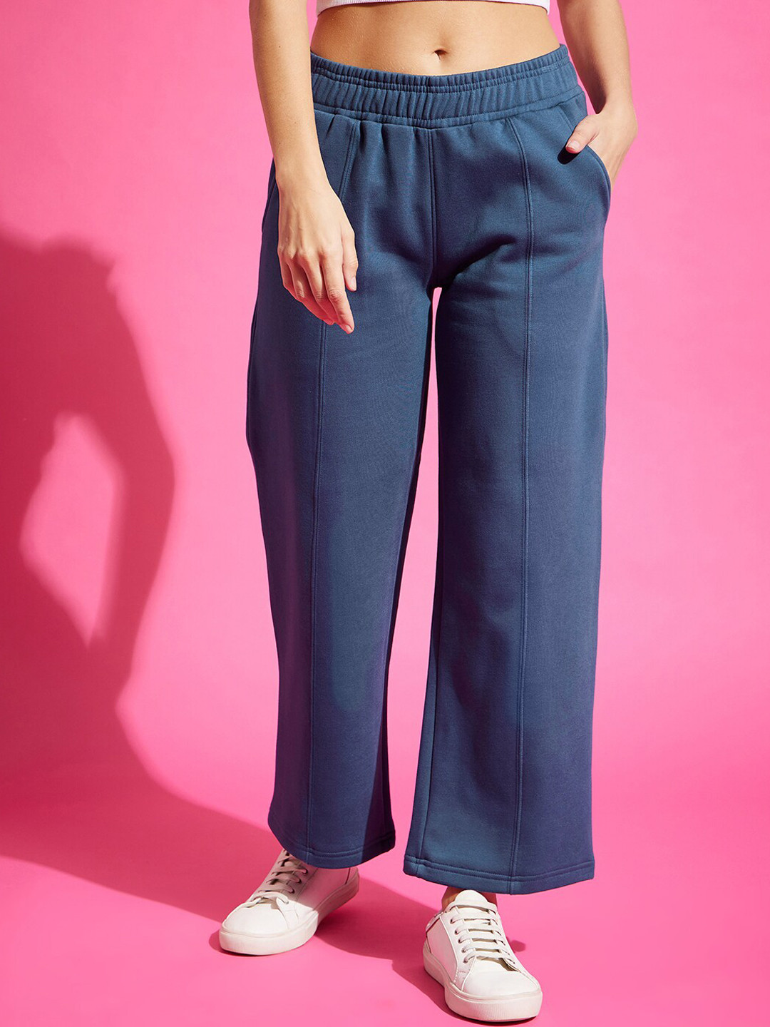 

98 Degree North Women Straight Fit Fleece Track Pants, Blue
