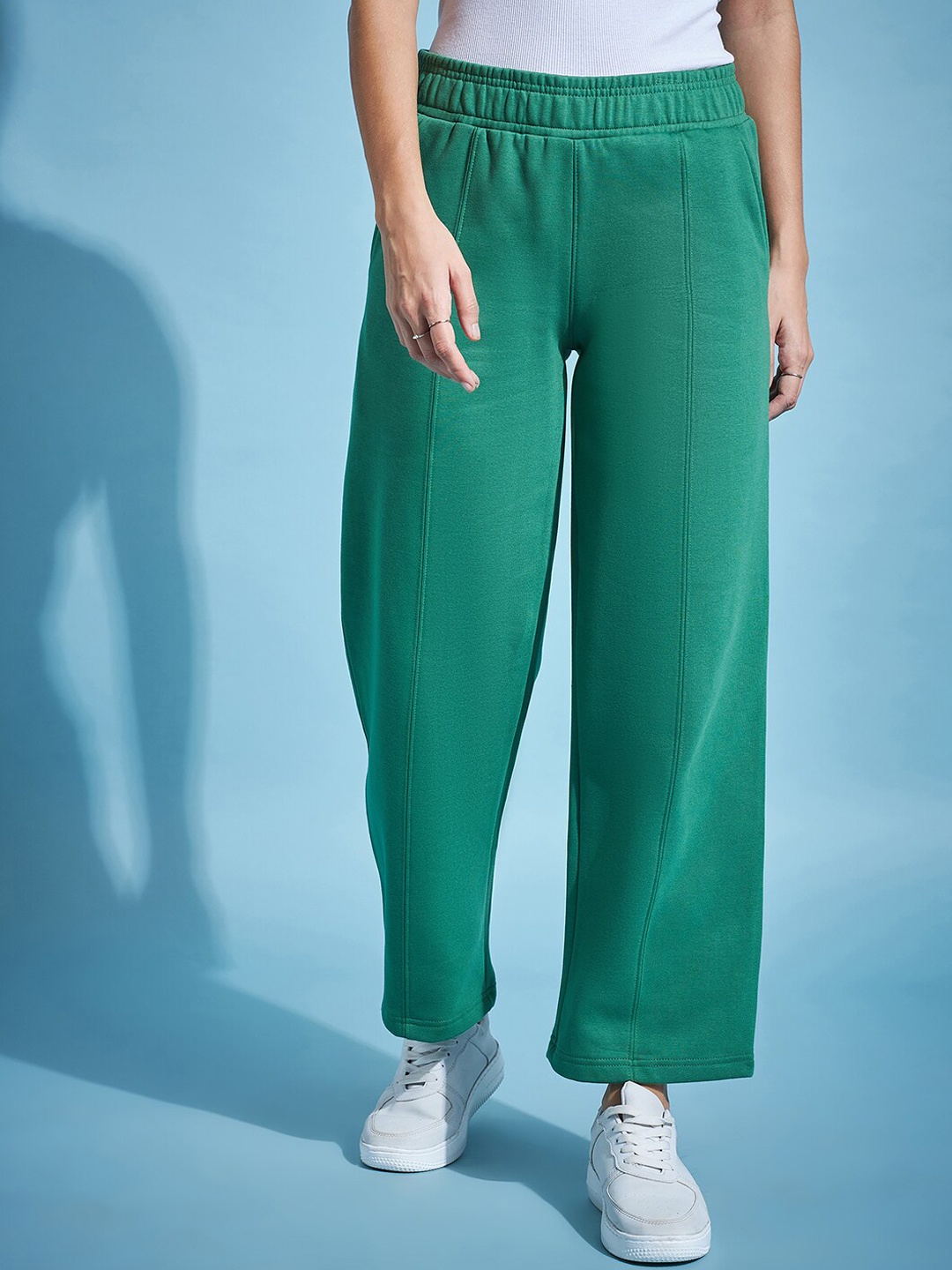 

98 Degree North Women Straight Fit Fleece Track Pants, Green