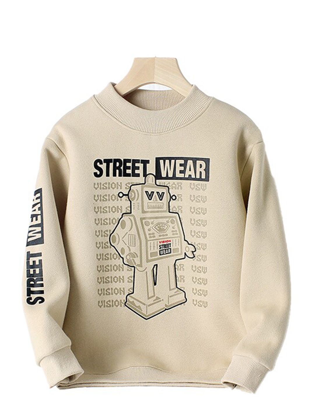 

StyleCast Boys Beige Typography Printed Long Sleeve Cotton Pullover Sweatshirt