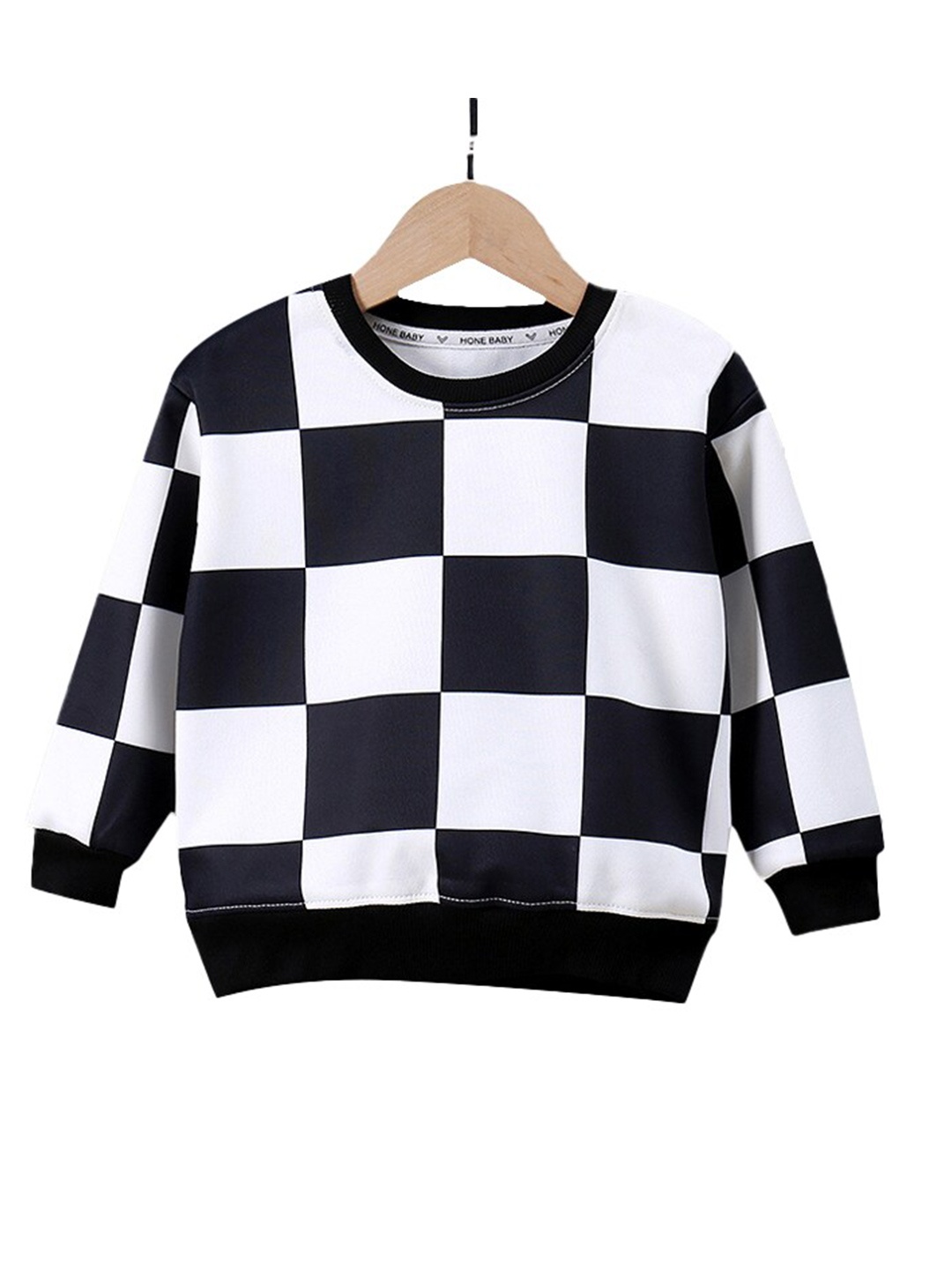

StyleCast Boys Black & White Checked Round Neck Pullover