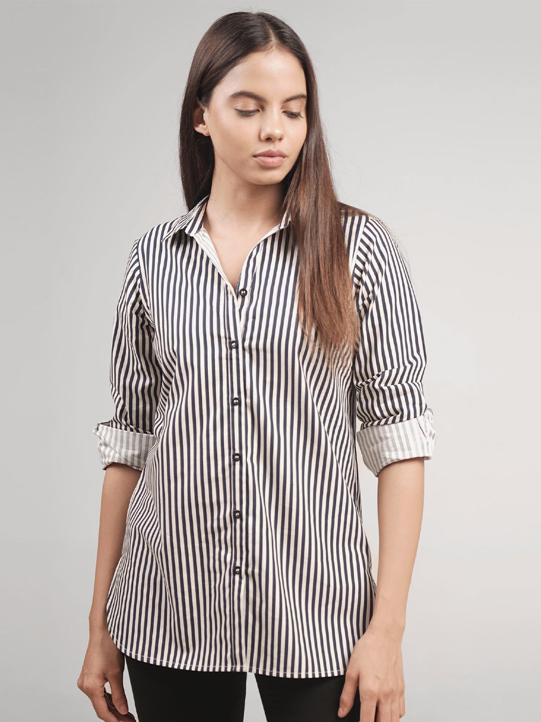 

IDK Cream-Coloured Striped Top, Black