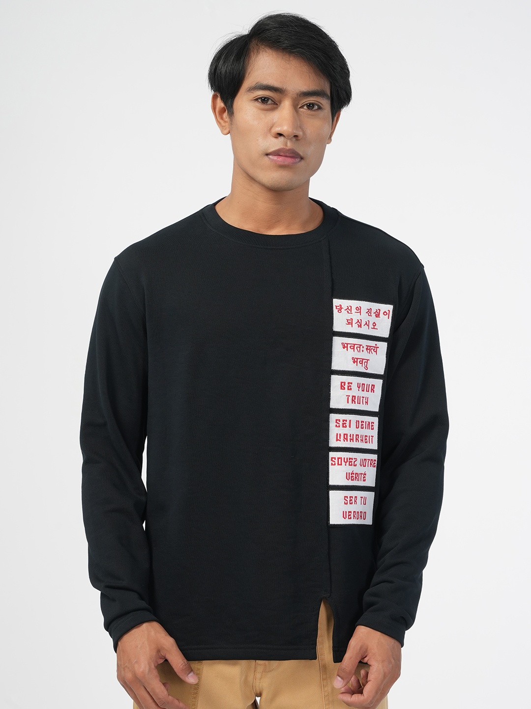 

NoBiY Typography Printed Cotton Sweatshirt, Black