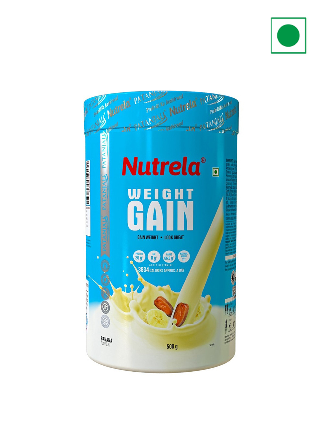 

NUTRELA Weight Gainer Powder - 500g - Banana Flavor, Blue