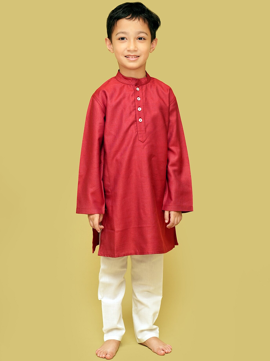 

Klephant Boys Mandarin Collar Straight Kurta, Maroon