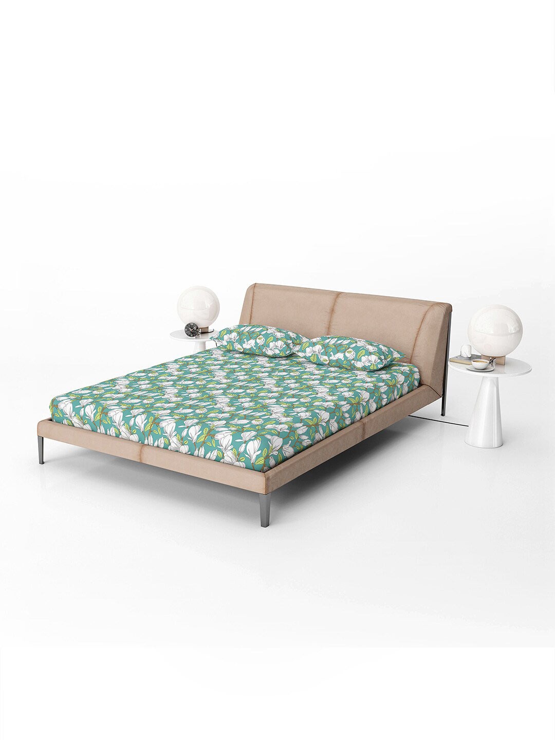 

Divine Casa Green & White Floral 144 TC Queen Bedsheet with 2 Pillow Covers