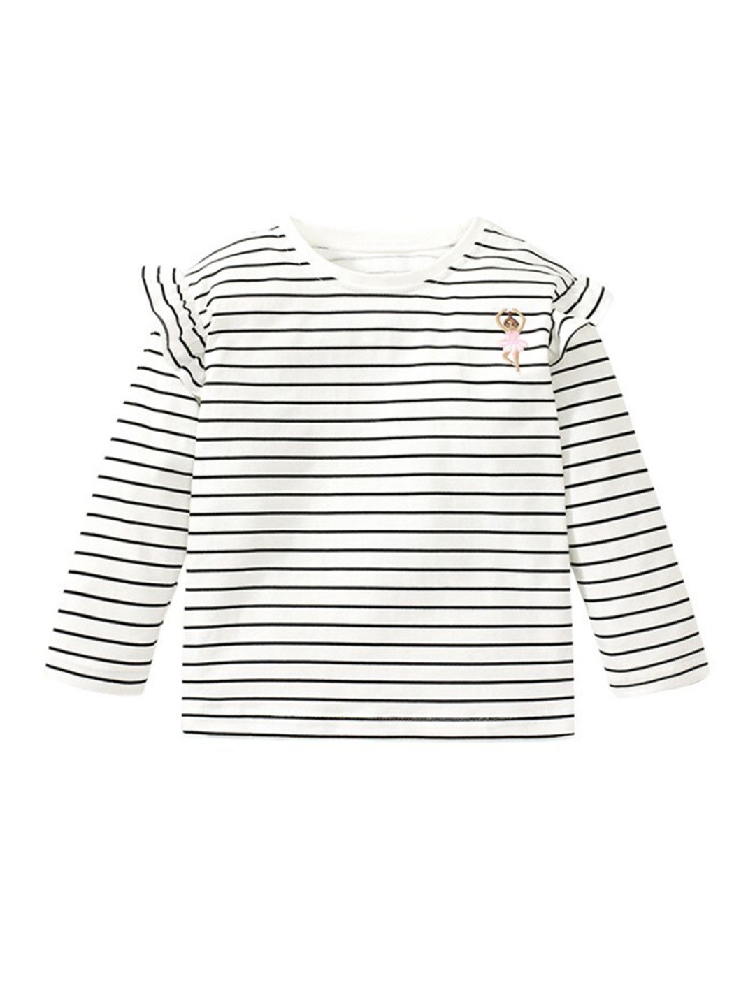 

StyleCast Girls White Striped Ruffles Cotton Top