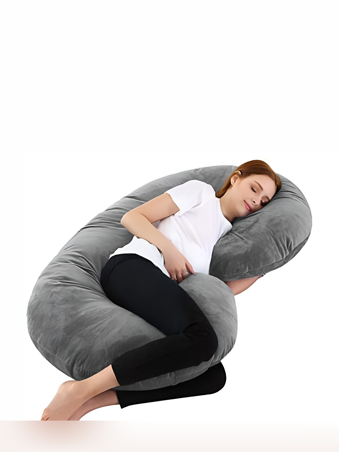 Mom's Moon Grey Fibre Filled Faux Velvet Lightweight Maternity Pillow
