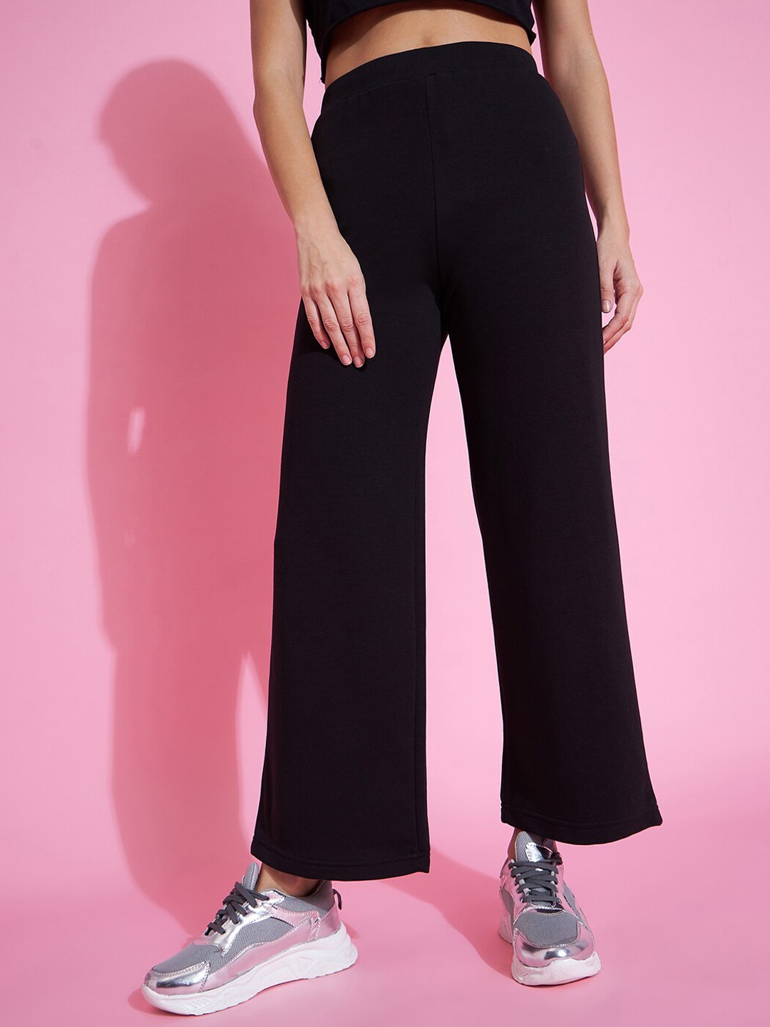 

98 Degree North Women Straight Fit Fleece Track Pants, Black