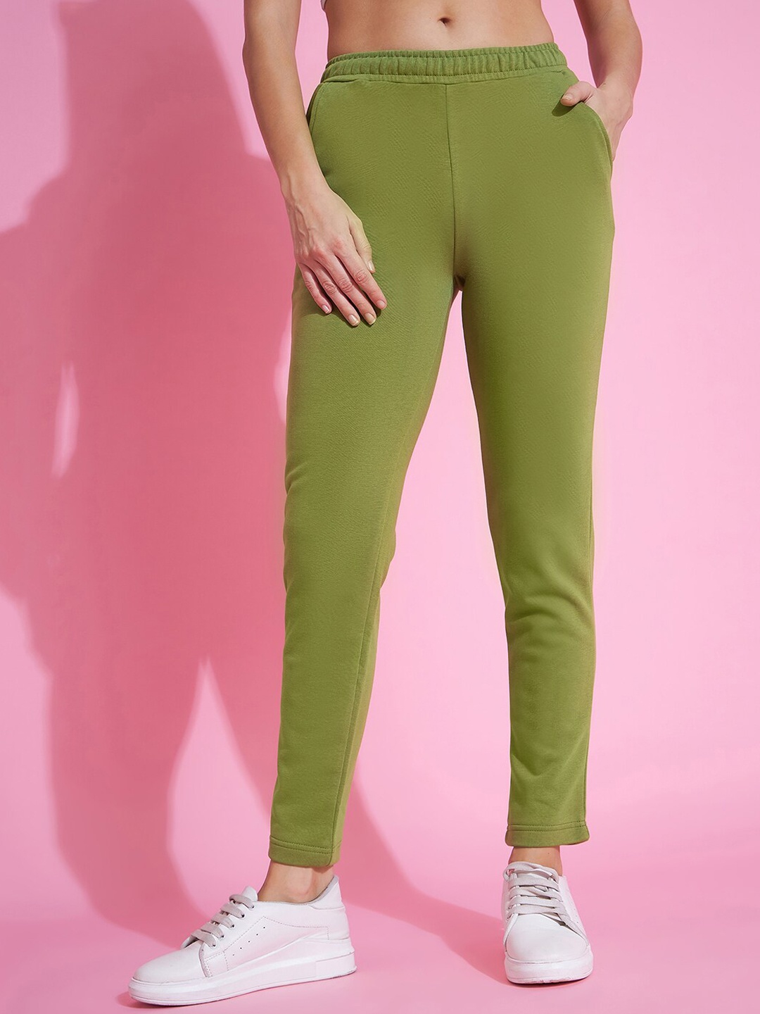 

98 Degree North Women Slim Fit Fleece Track Pants, Green