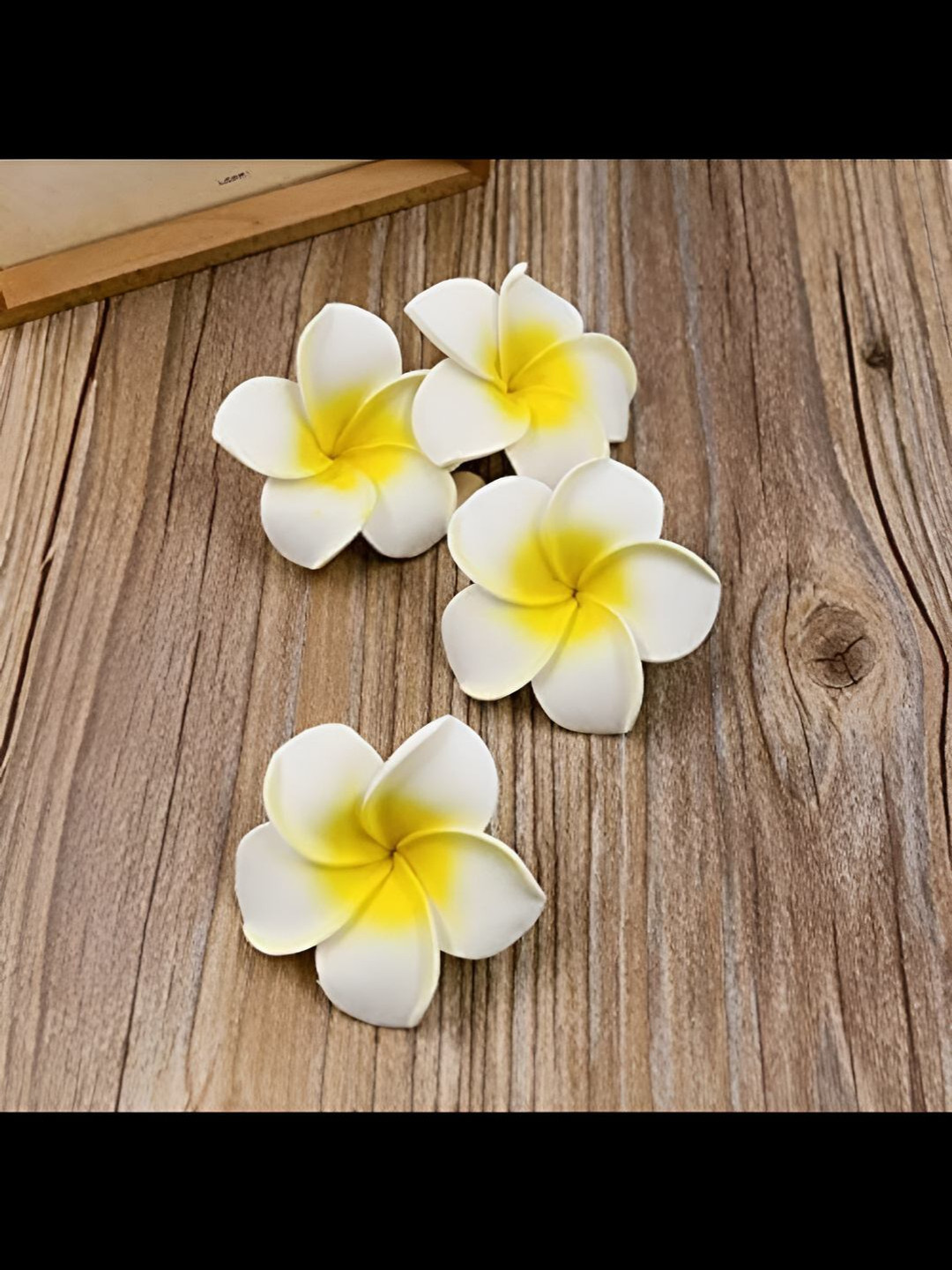 

Satyam Kraft Pack of 12 White & Yellow Artificial Hawaii Flowers
