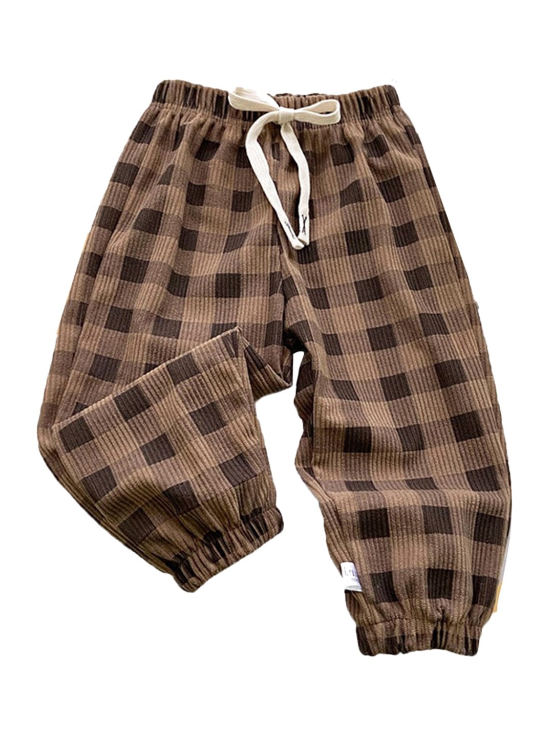 

StyleCast Boys Brown Checked Loose Fit Easy Wash Joggers