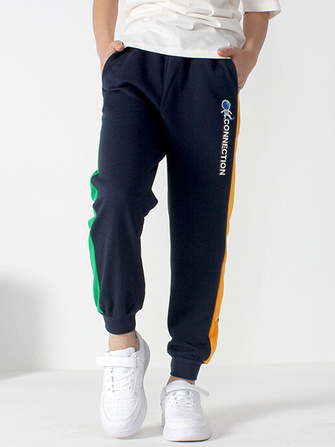 

StyleCast Boys Navy Blue Colourblocked Easy Wash Cotton Joggers