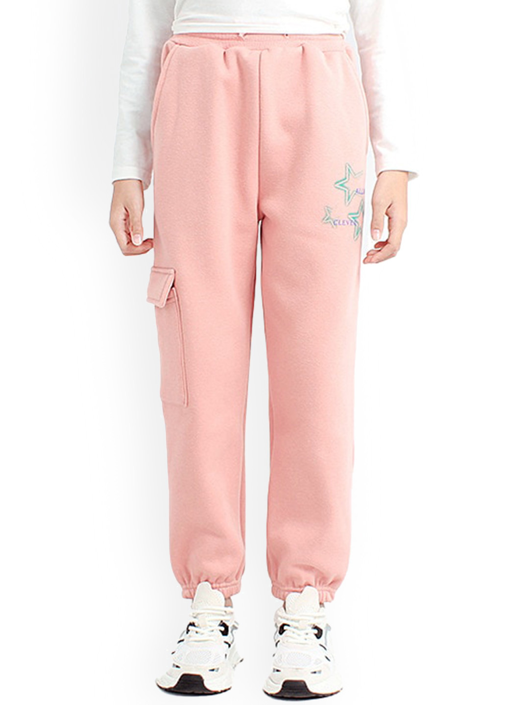 

StyleCast Girls Pink Graphic Printed Mid-Rise Easy Wash Cotton Joggers