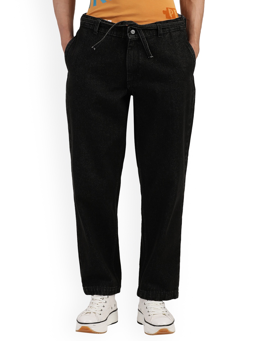 

NoBiY Men Wide Leg Pure Cotton Jeans, Black