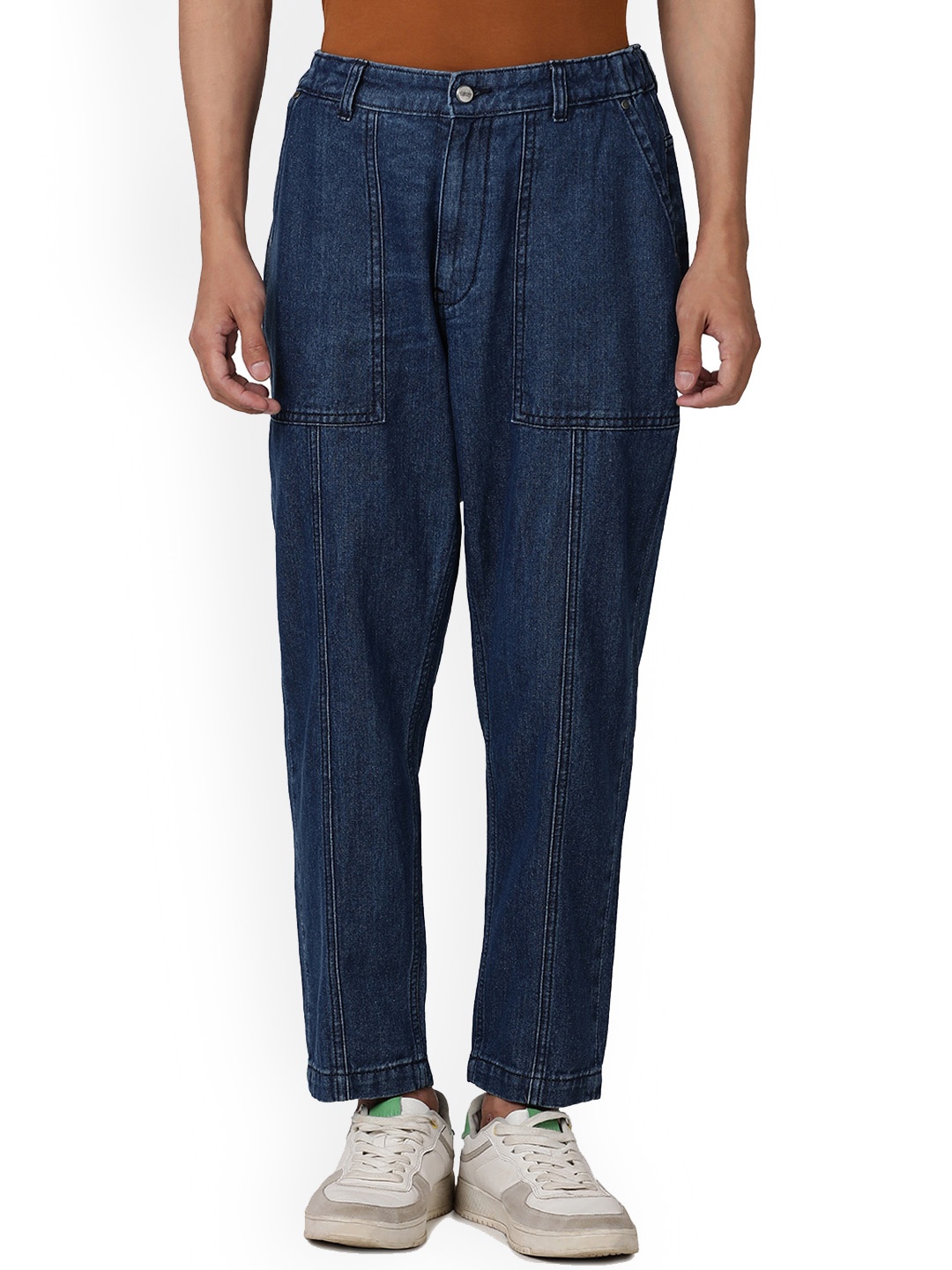 

NoBiY Men Clean Look Relaxed Fit Mid-Rise Cotton Jeans, Blue