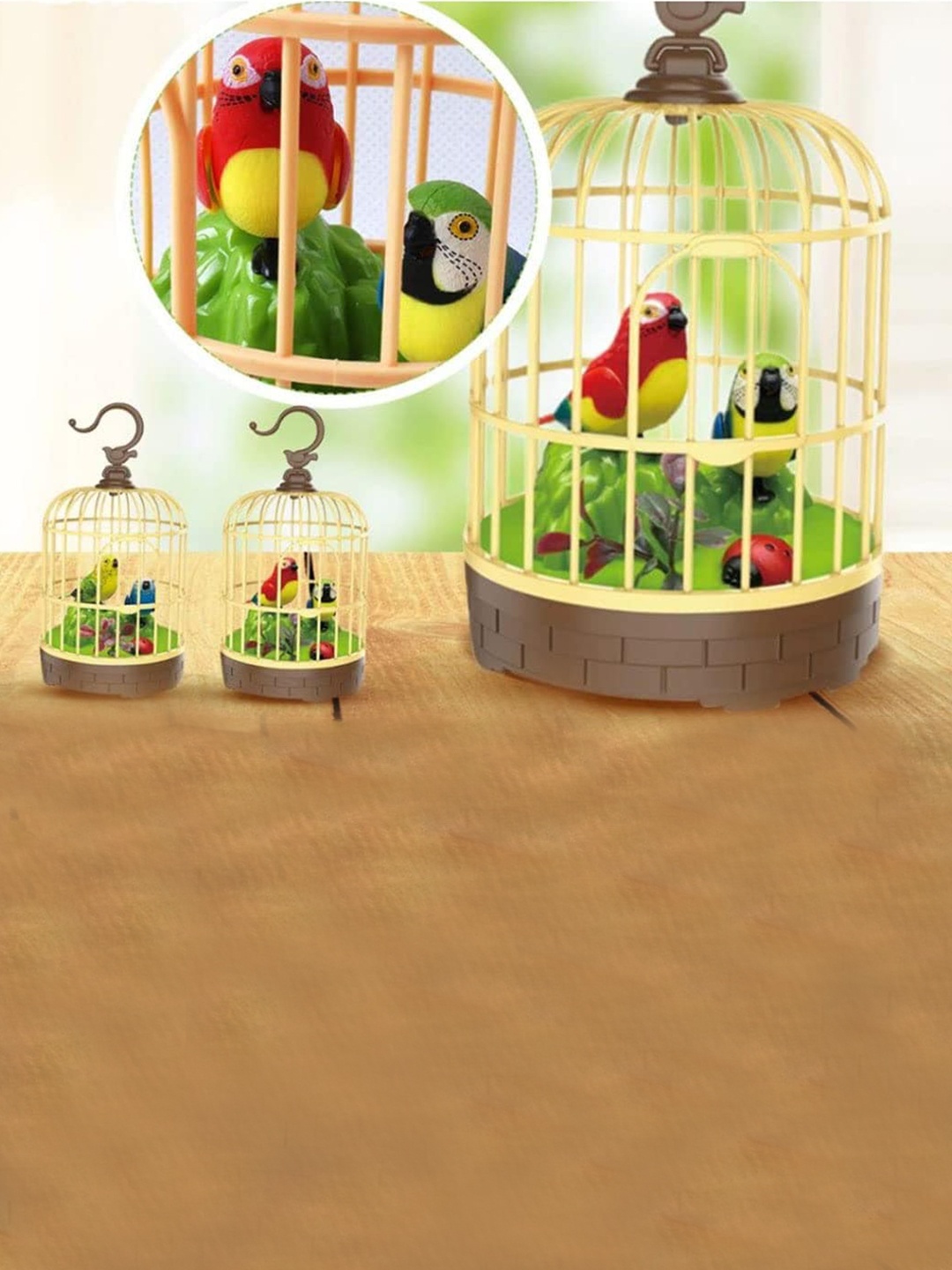 

PLANET of Toys Beautiful Bird Pet Toy In Hanging Cage, Green