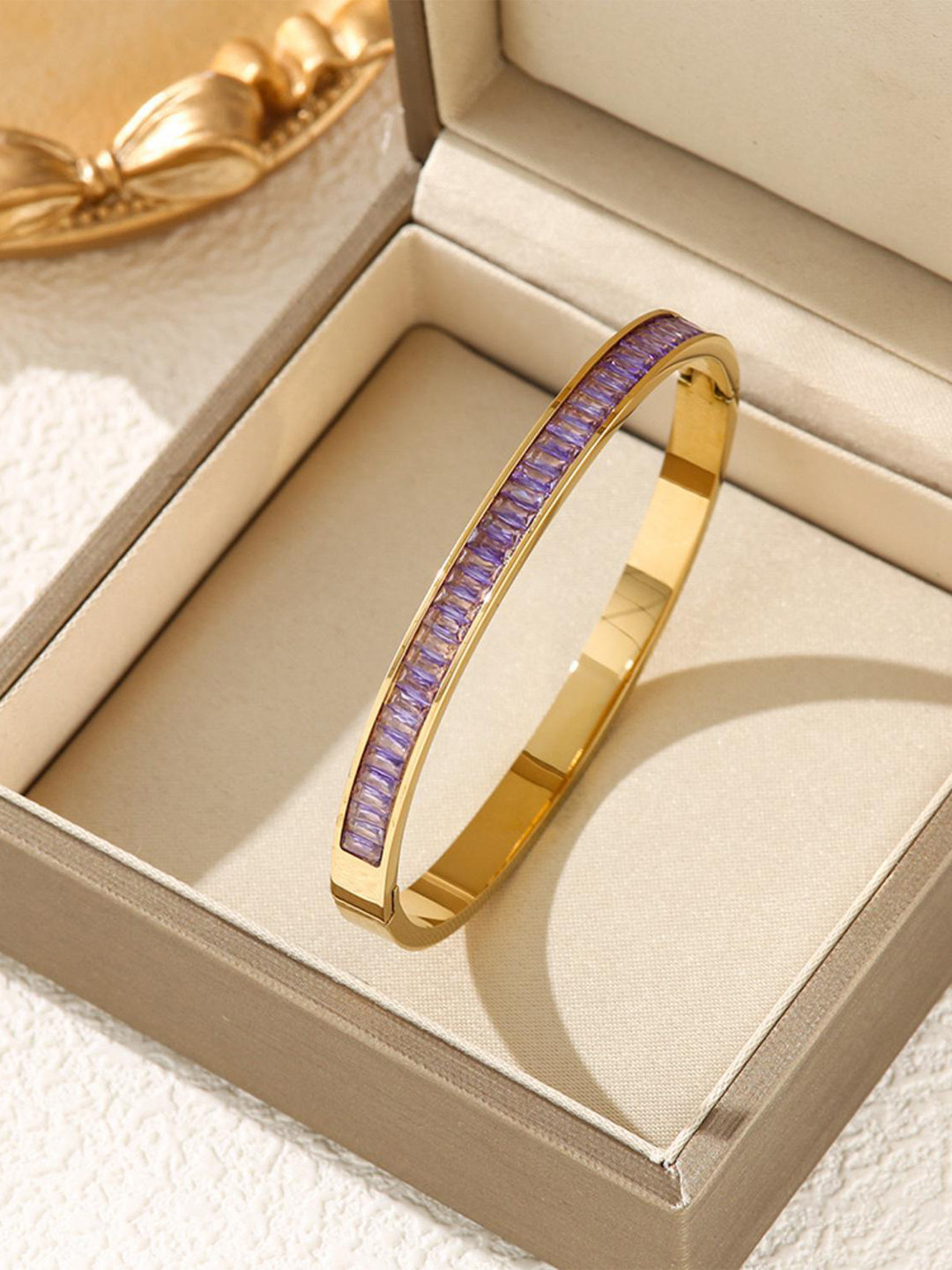 

MYKI Cubic Zirconia Gold-Plated Stainless Steel Kada Bracelet